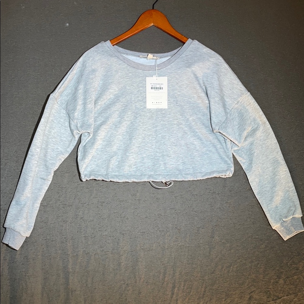 Heather Gray‎ Cropped Crew Neck Sweater